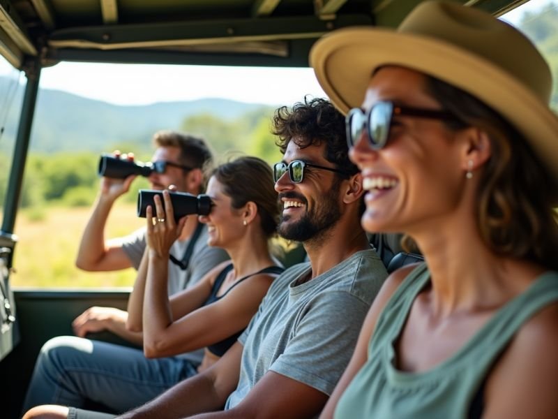 Guests enjoying a safari tour in Sri Lanka